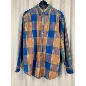 Vintage 90s Multicolor Lee Authentic Clothing Plaid Button Up Cotton Shirt Sz M